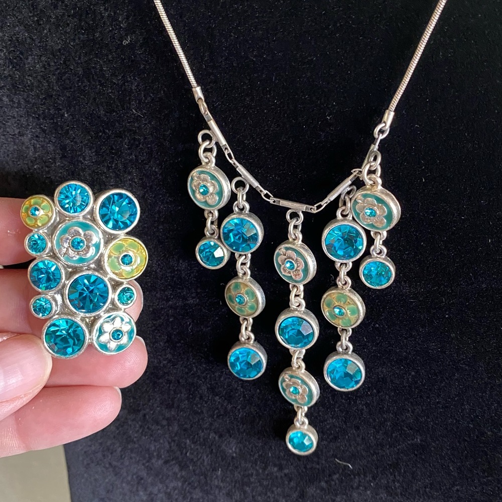 Turquoise floral Ring and Necklace set